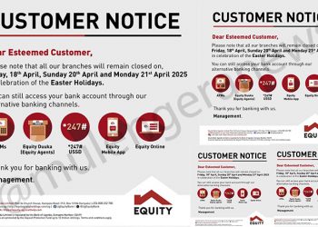 Equity Bank Uganda Announces Easter Holiday Closures, Assures Customers of Continued Access via Digital Channels   