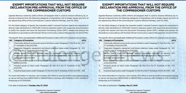 URA Eases Customs Clearance, Ends Pre-Approval Requirement for Select Imports