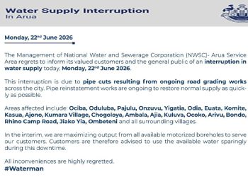 NWSC Explains Water Supply Disruptions in Kabale and Arua Amid Maintenance and Infrastructure Works