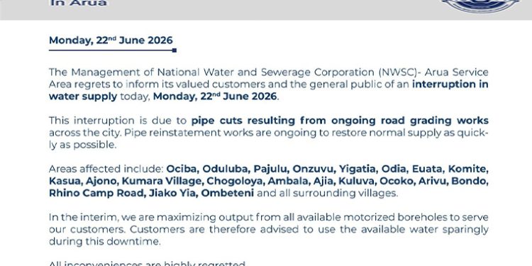 NWSC Explains Water Supply Disruptions in Kabale and Arua Amid Maintenance and Infrastructure Works